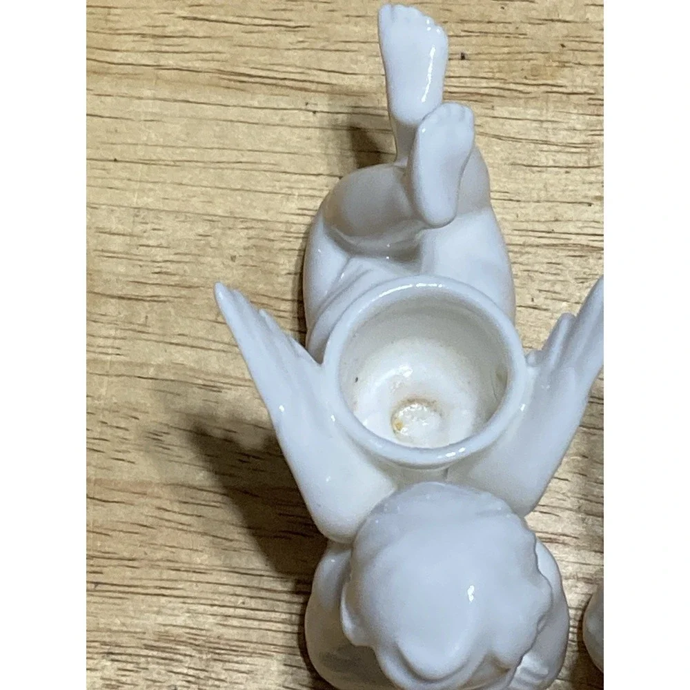 Cherub Angels Candle Porcelain Ceramic Angels Pair